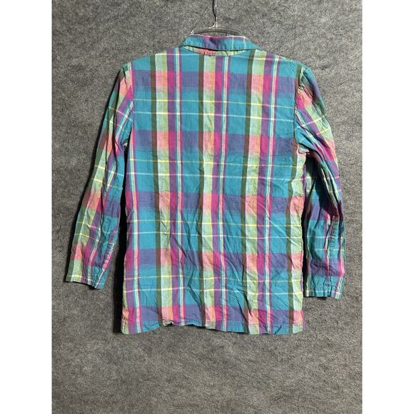 80s Pastel Plaid Blazer Womens Small Preppy Academia Pockets Coastal Grandmother - Picture 2 of 16